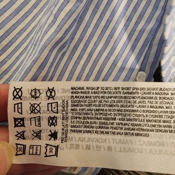 Mango Flower embroidered striped shirt NWT Size 2 Slight Discoloration - Picture 11 of 13